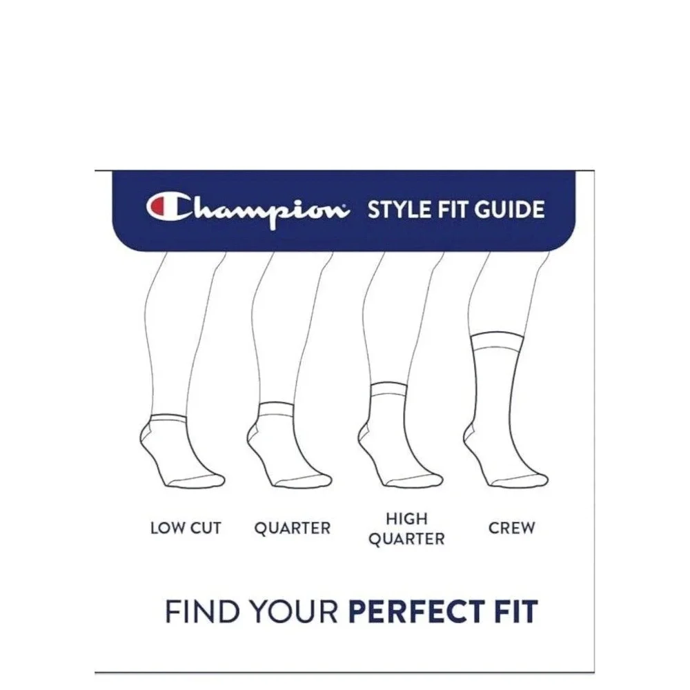 Champion Performance Cushion Low Cut Men's Socks 6 Pair Size 6-12.5 Black